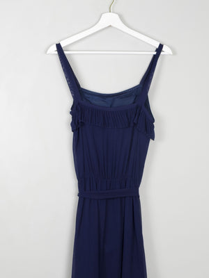 Navy Vintage Style Dress With Spaghetti Straps Designer Remix S - The Harlequin