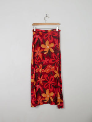 Printed Vintage Maxi Red & Orange Skirt 28W 10 - The Harlequin