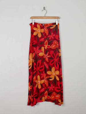 Printed Vintage Maxi Red & Orange Skirt 28W 10 - The Harlequin