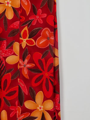 Printed Vintage Maxi Red & Orange Skirt 28W 10 - The Harlequin