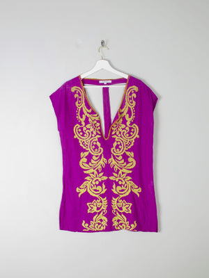 Purple Embroidered Vintage Style Top S - The Harlequin