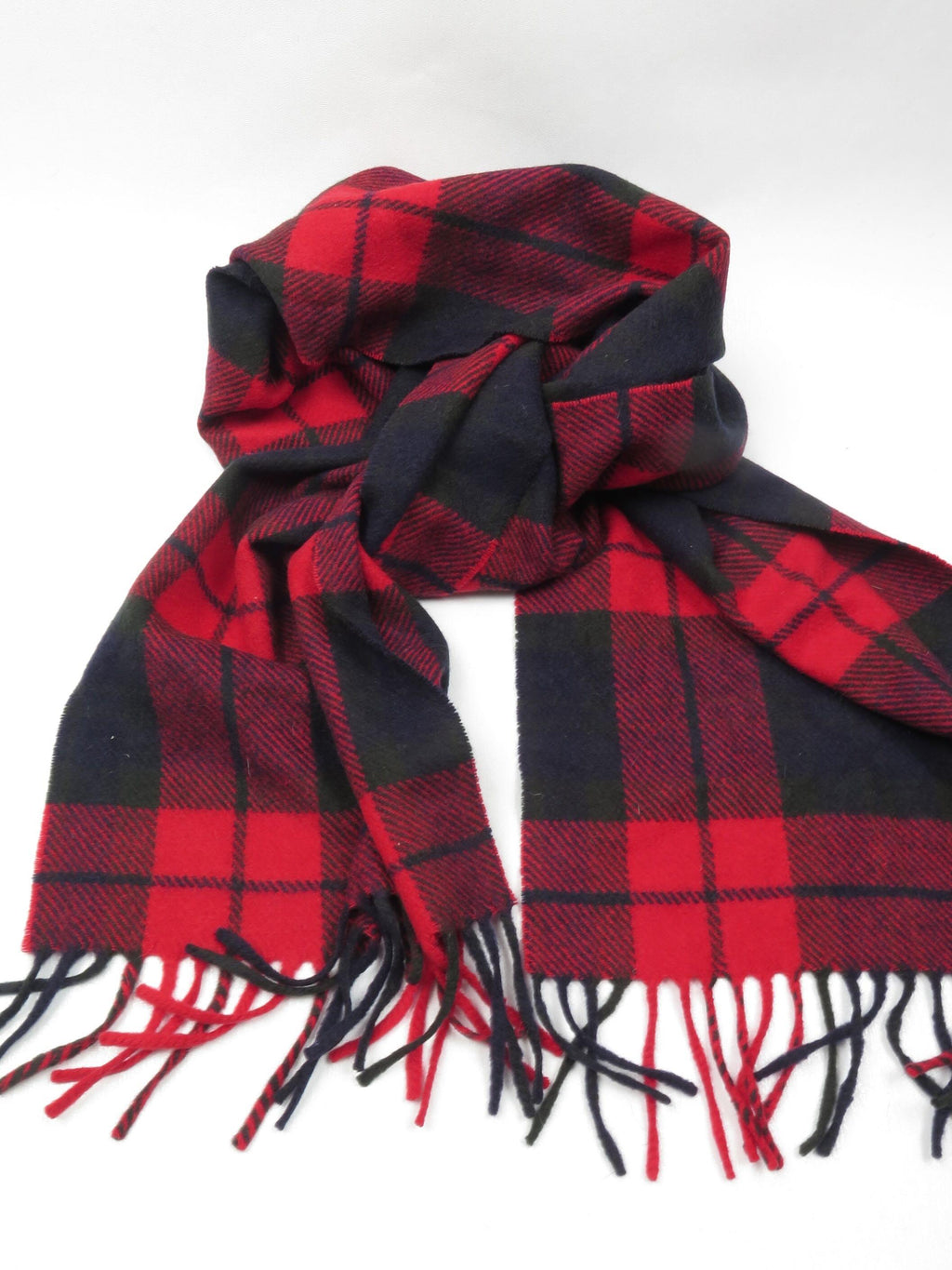 Red & Navy Tartan Cashmere Scarf - The Harlequin