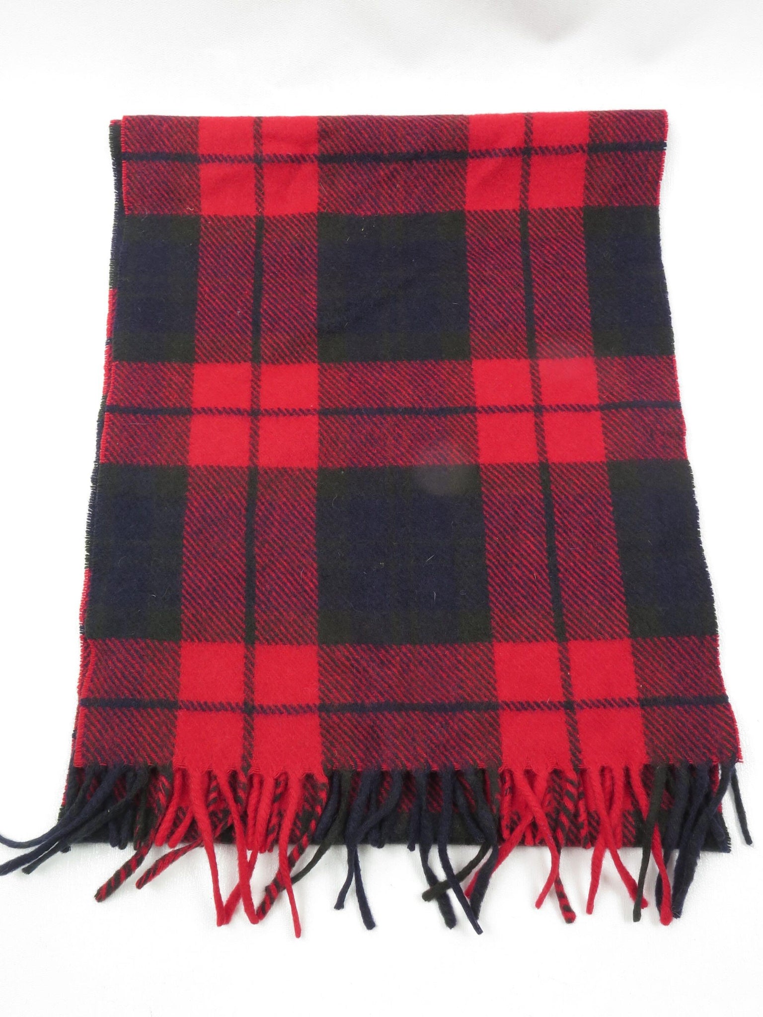 Red & Navy Tartan Cashmere Scarf - The Harlequin