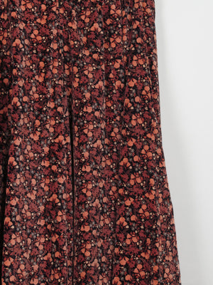 Rust Floral Vintage Velvet Skirt XS 26" W - The Harlequin