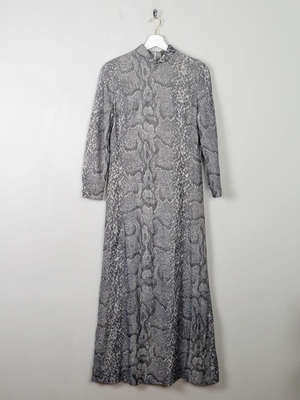 Silver Vintage Snakeskin Print Maxi Dress S - The Harlequin