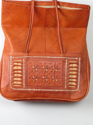 Tan Vintage Leather Ethnic Bag - The Harlequin