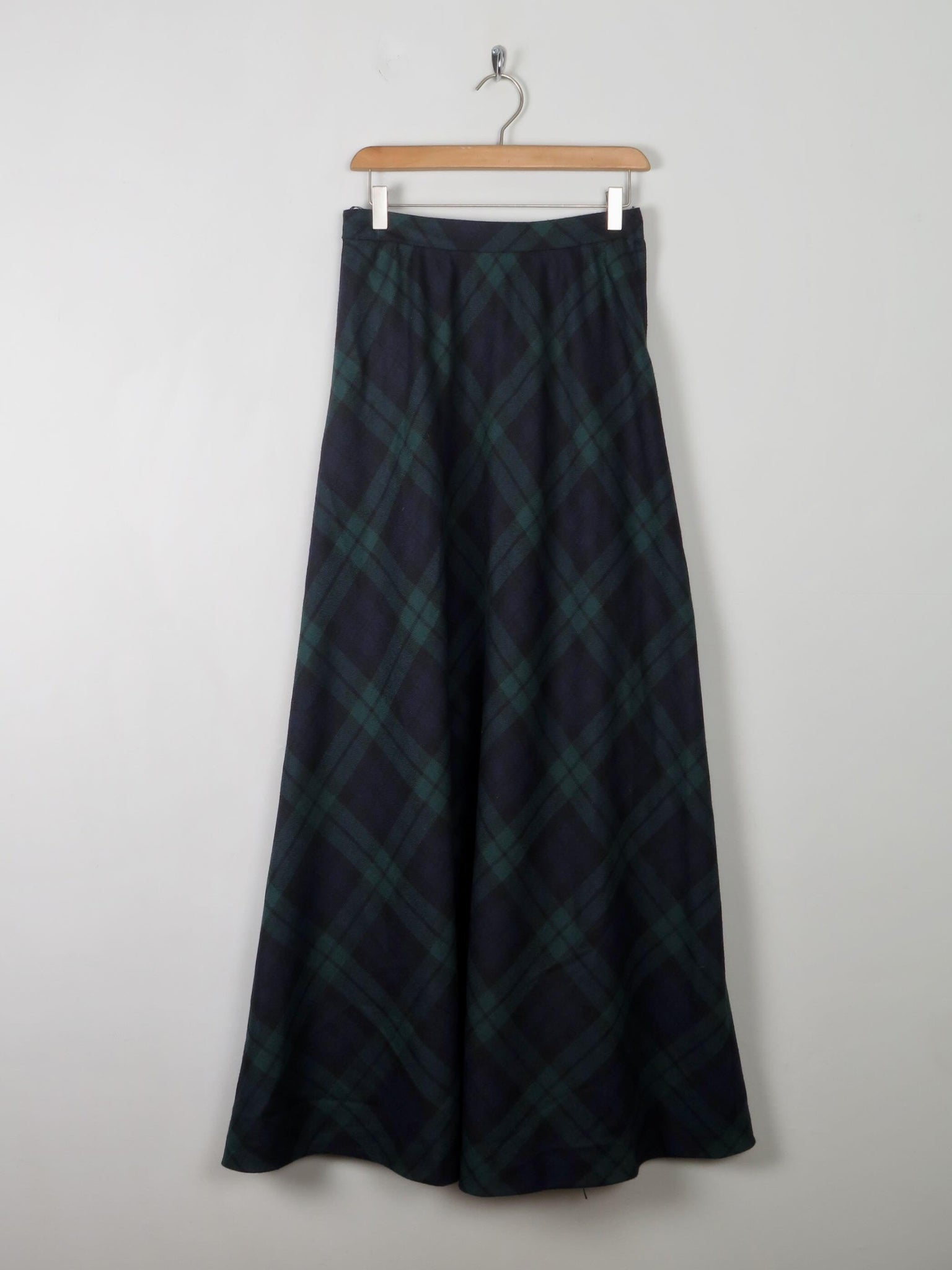 Tartan Wool Vintage Maxi Skirt S 27" - The Harlequin