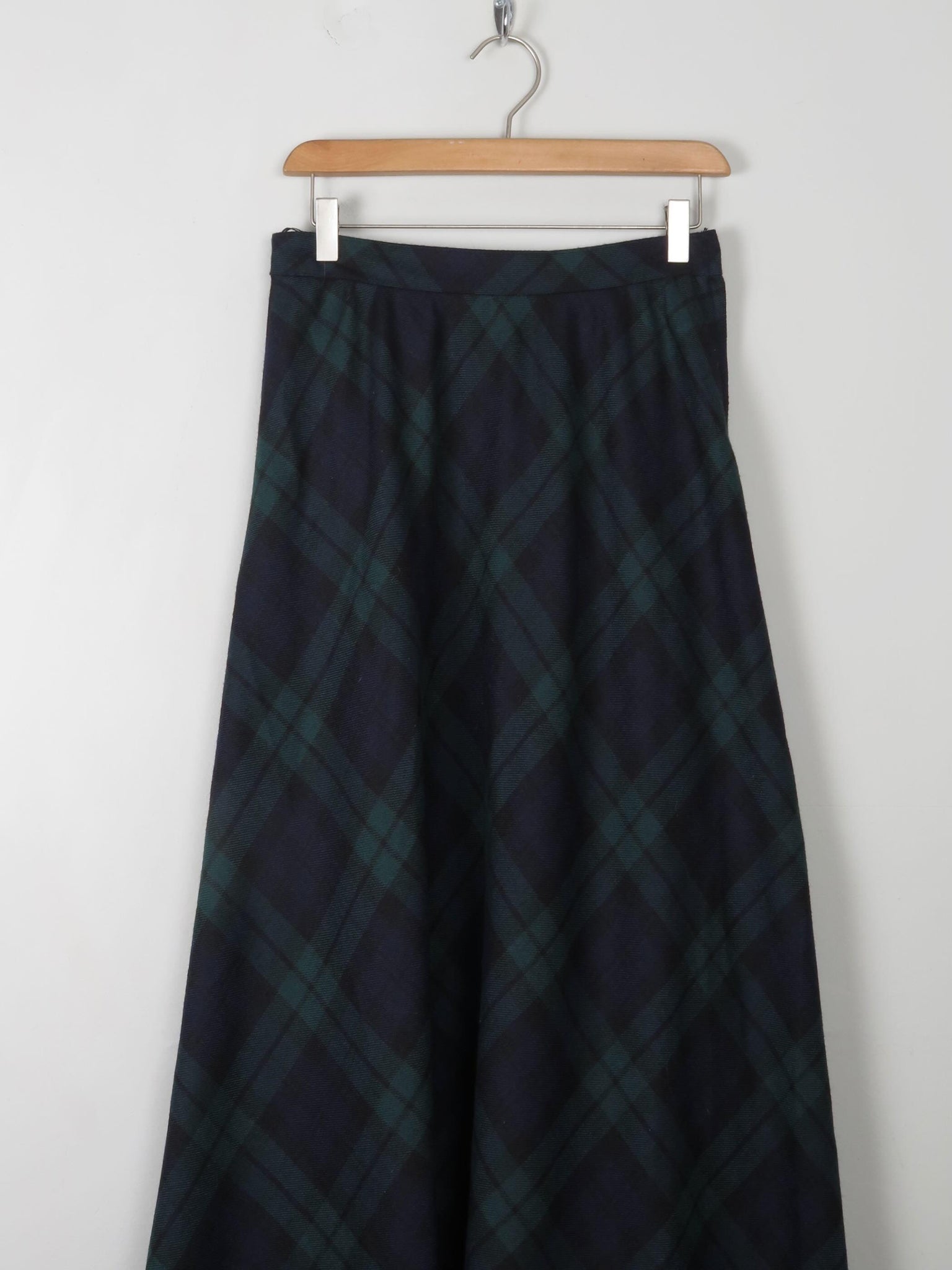 Tartan Wool Vintage Maxi Skirt S 27" - The Harlequin