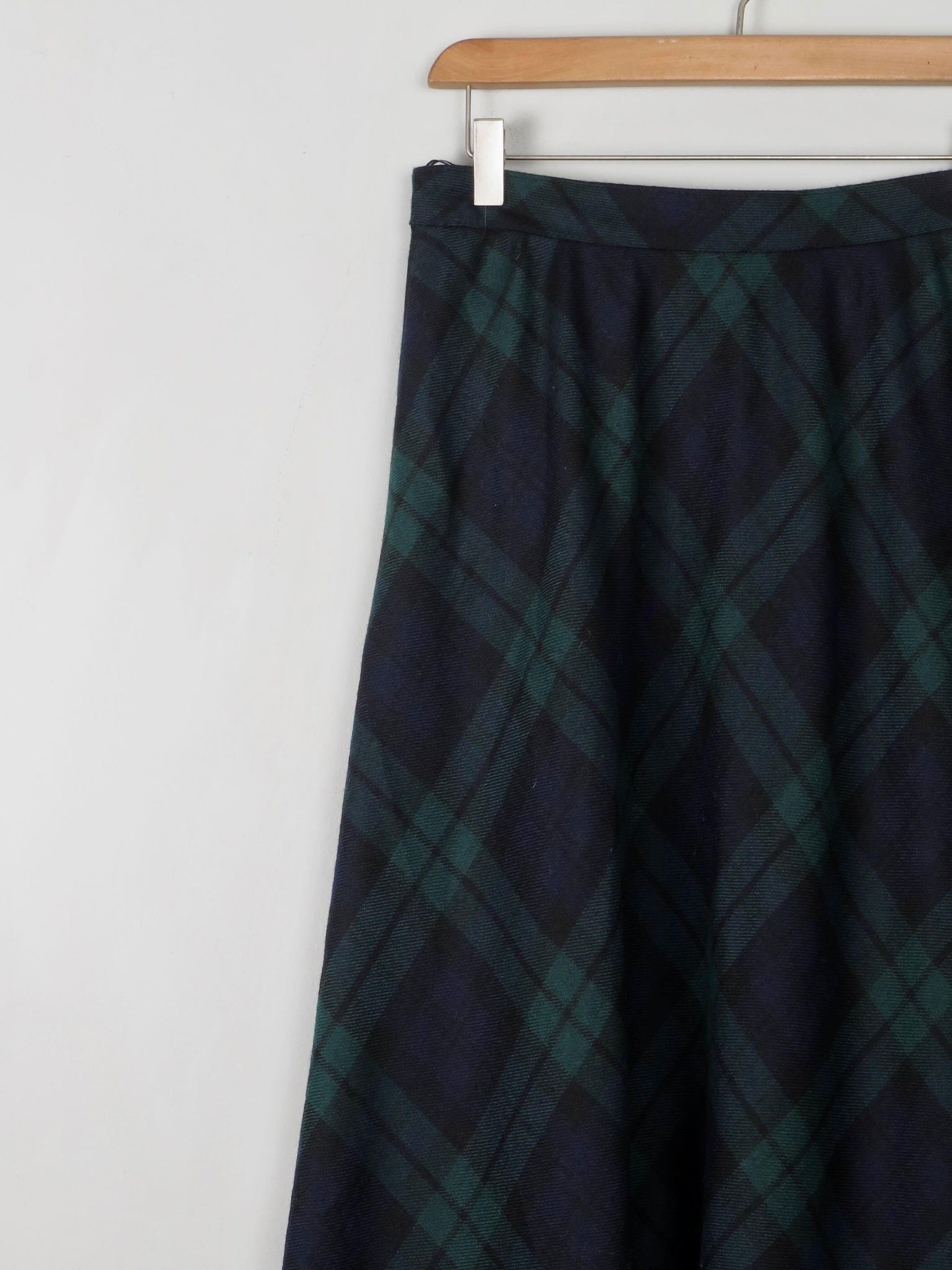 Tartan Wool Vintage Maxi Skirt S 27" - The Harlequin