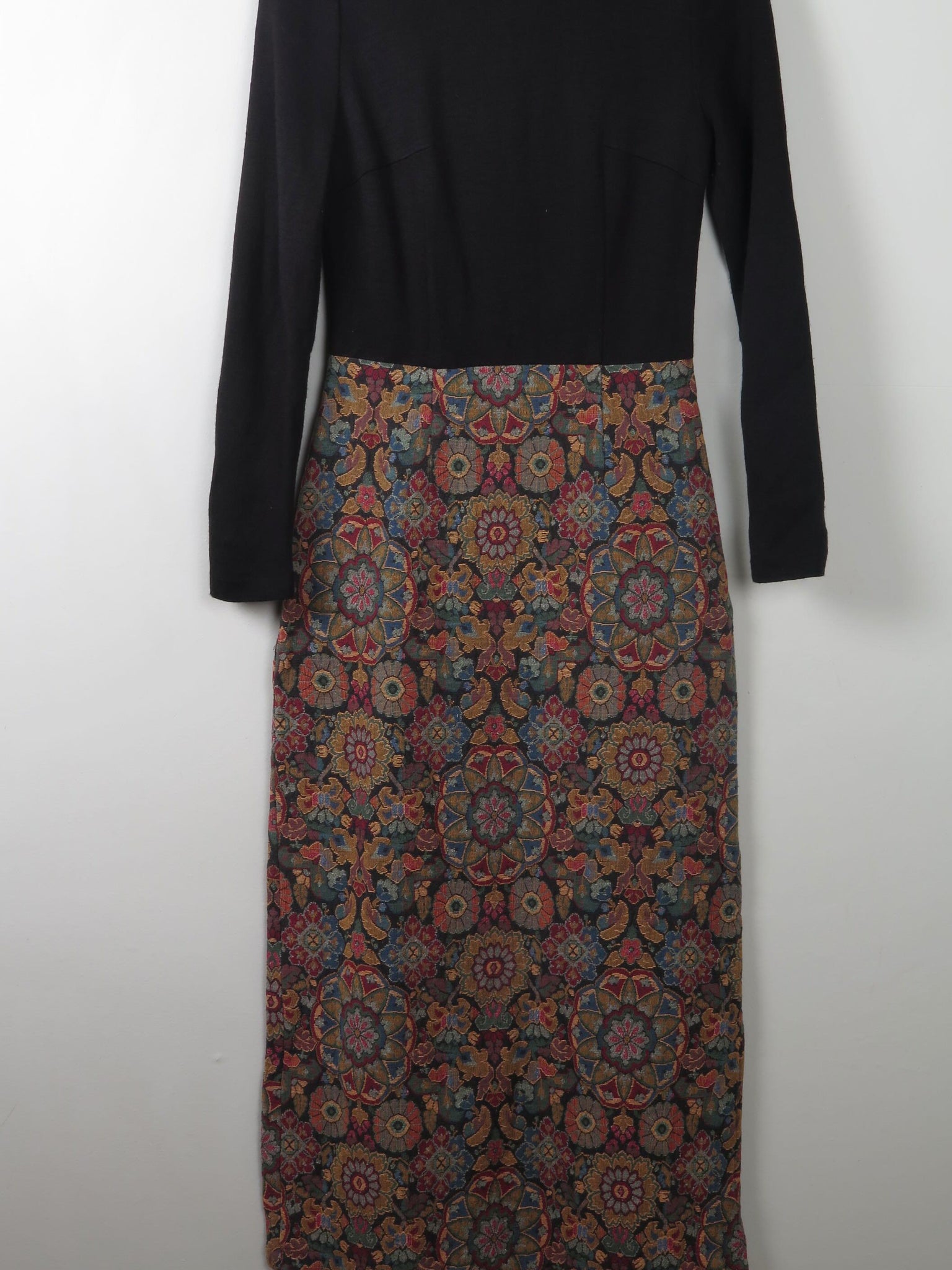 Vintage 1960s Maxi Dress With Tapestry Skirt S - The Harlequin