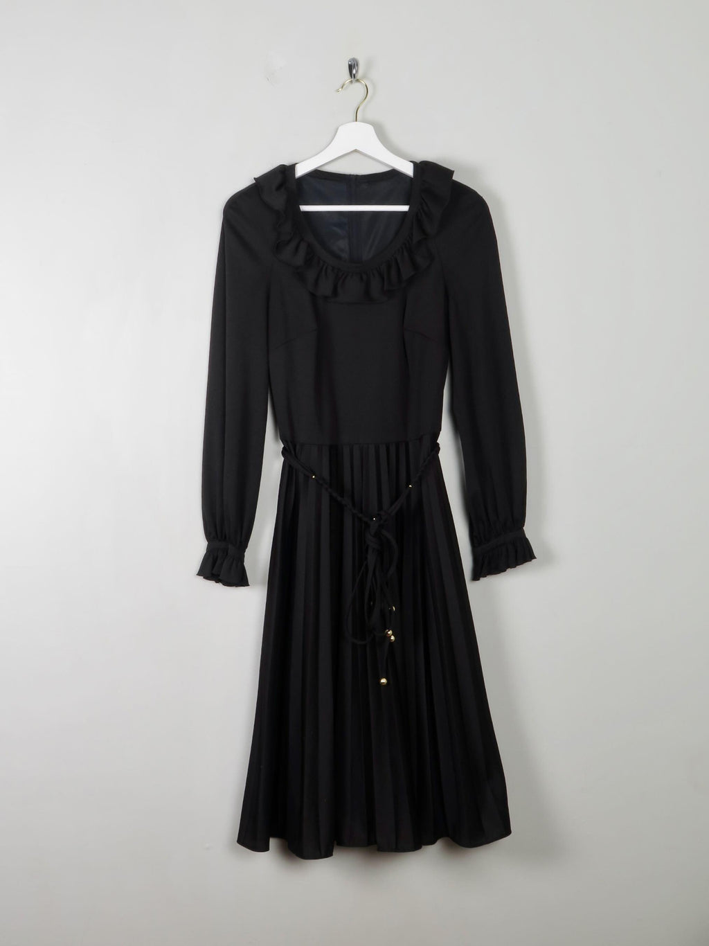 Vintage 1970s Black Dress S - The Harlequin