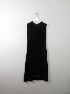 Vintage Black 1960s Velvet Shift Style Dress XS - The Harlequin