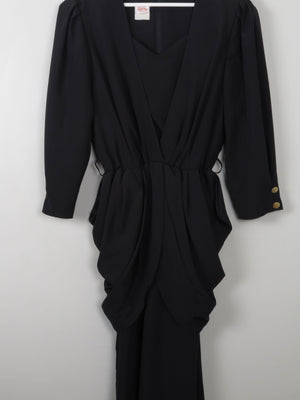 Vintage Black 80s Dress With Peplum M/L - The Harlequin