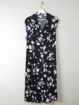 Vintage Black & White Floral Dress - The Harlequin