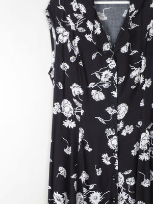 Vintage Black & White Floral Dress - The Harlequin