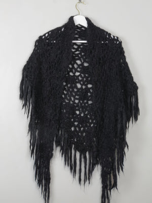 Vintage Black Crochet Shawl - The Harlequin