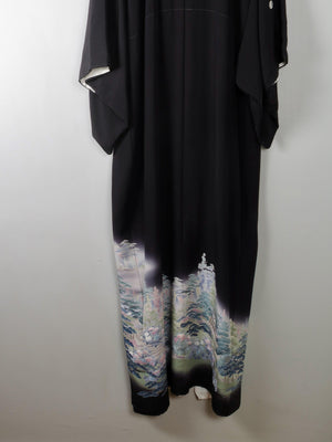 Vintage Black Kimono Crepe and Silk S/M - The Harlequin