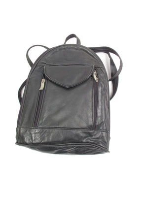 Vintage Black Leather Backpack - The Harlequin