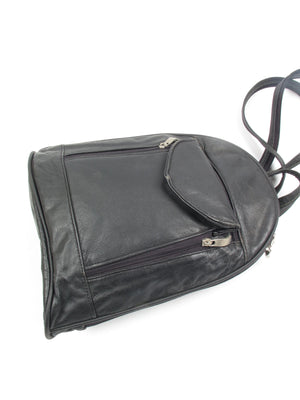 Vintage Black Leather Backpack - The Harlequin