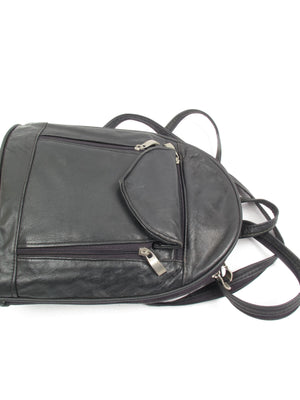 Vintage Black Leather Backpack - The Harlequin