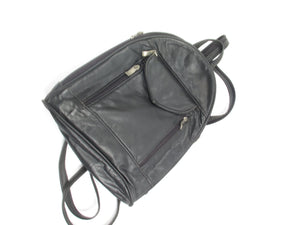 Vintage Black Leather Backpack - The Harlequin