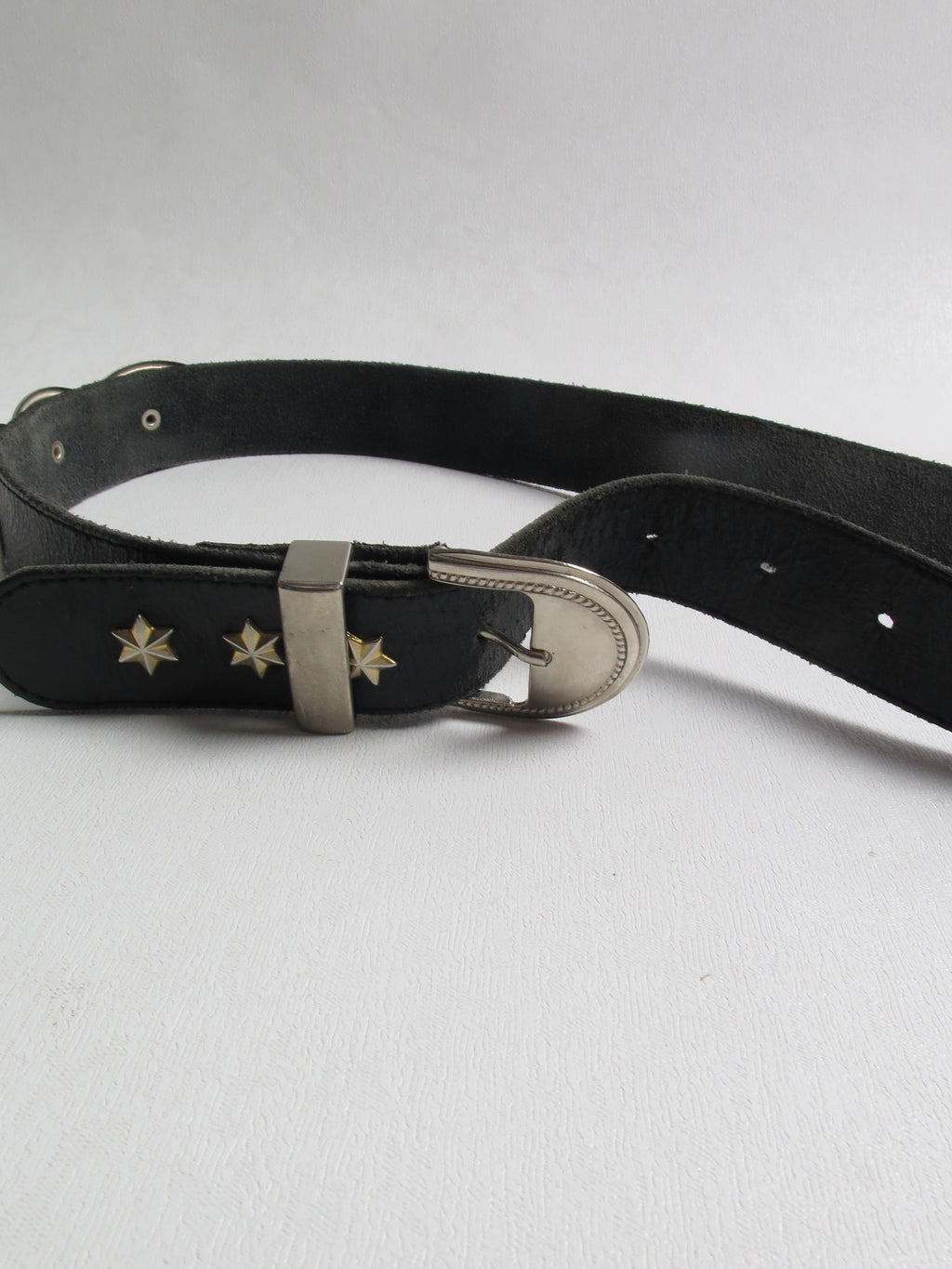 Vintage Black Leather Belt S - The Harlequin