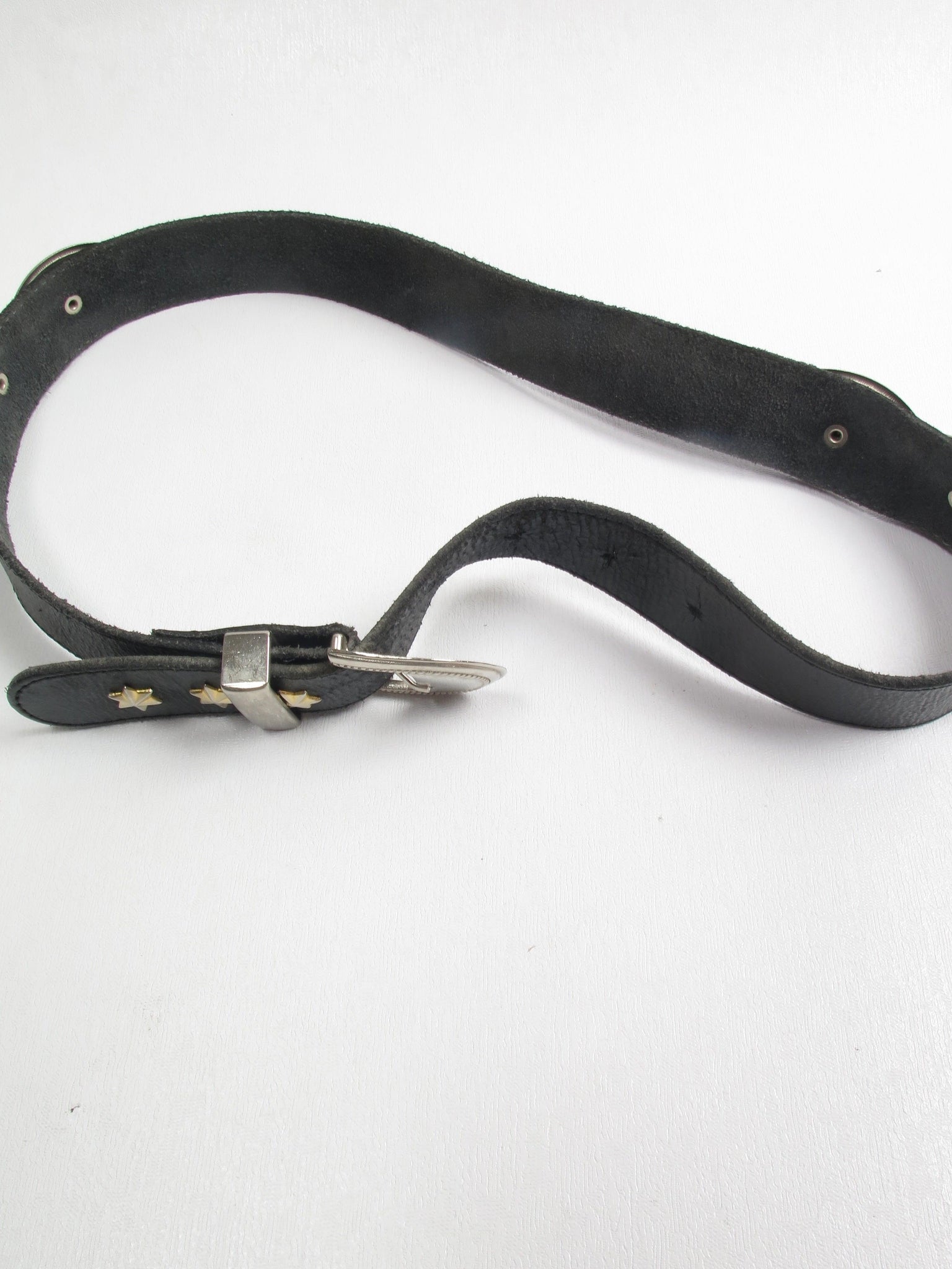 Vintage Black Leather Belt S - The Harlequin