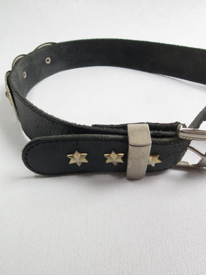 Vintage Black Leather Belt S - The Harlequin