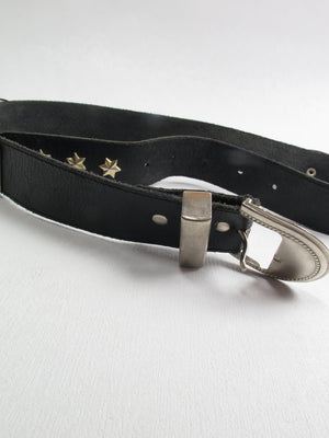 Vintage Black Leather Belt S - The Harlequin