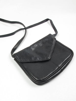 Vintage Black Leather Cross Body Bag - The Harlequin