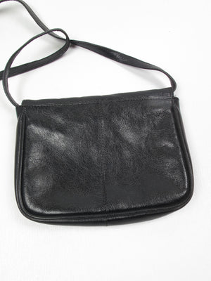Vintage Black Leather Cross Body Bag - The Harlequin