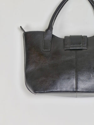 Vintage Black Leather Handbag - The Harlequin