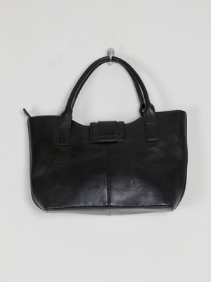 Vintage Black Leather Handbag - The Harlequin