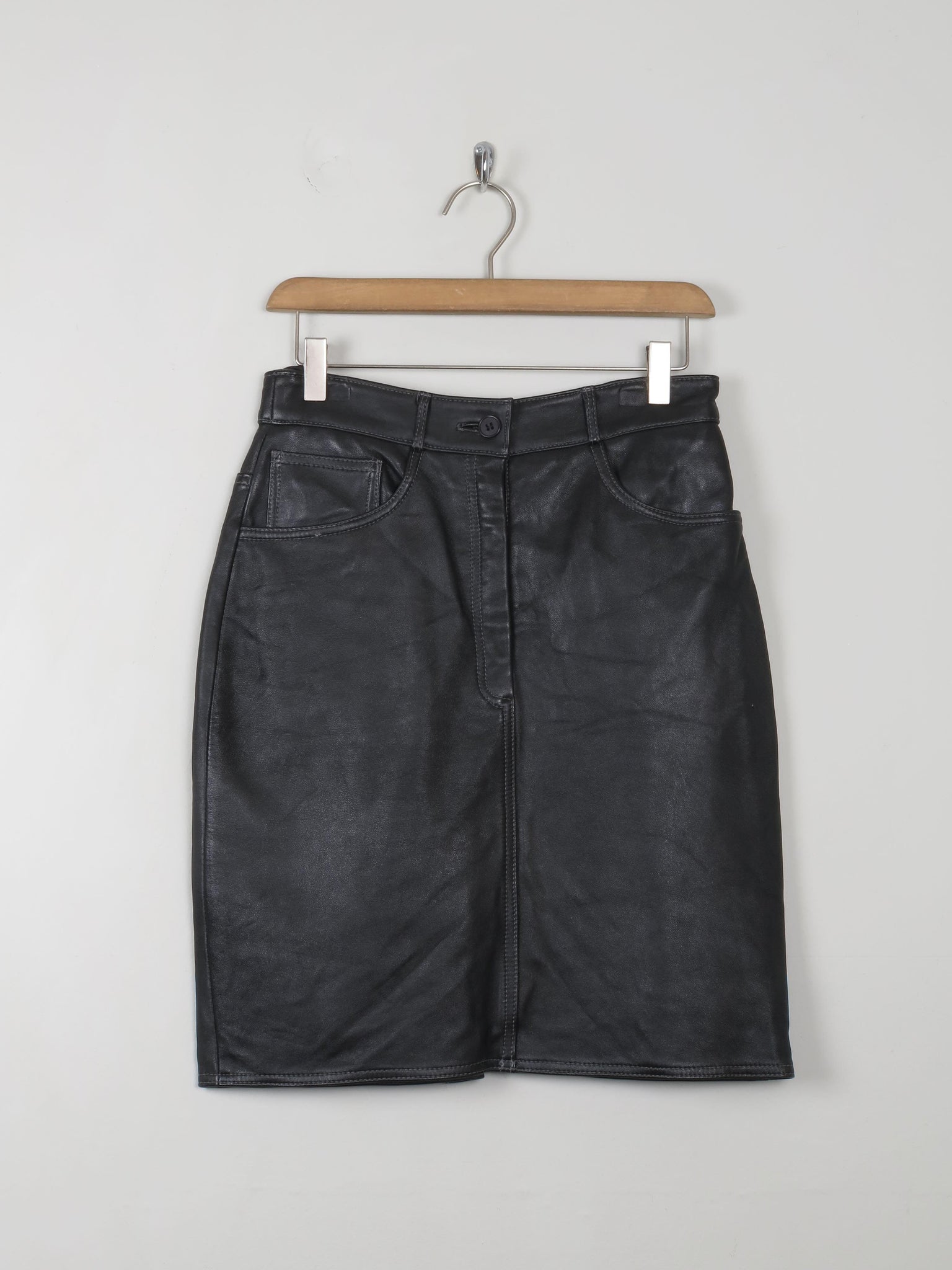 Vintage Black Leather Skirt XS - The Harlequin