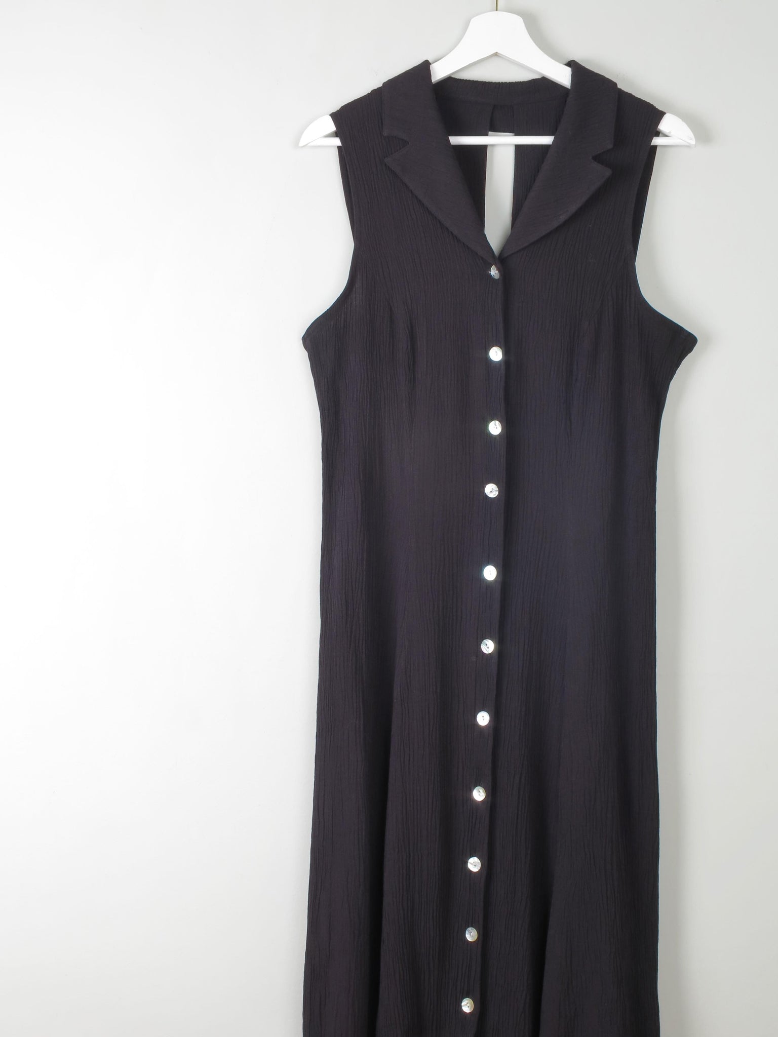 Vintage Black Midi Dress Button Down 12/14 - The Harlequin