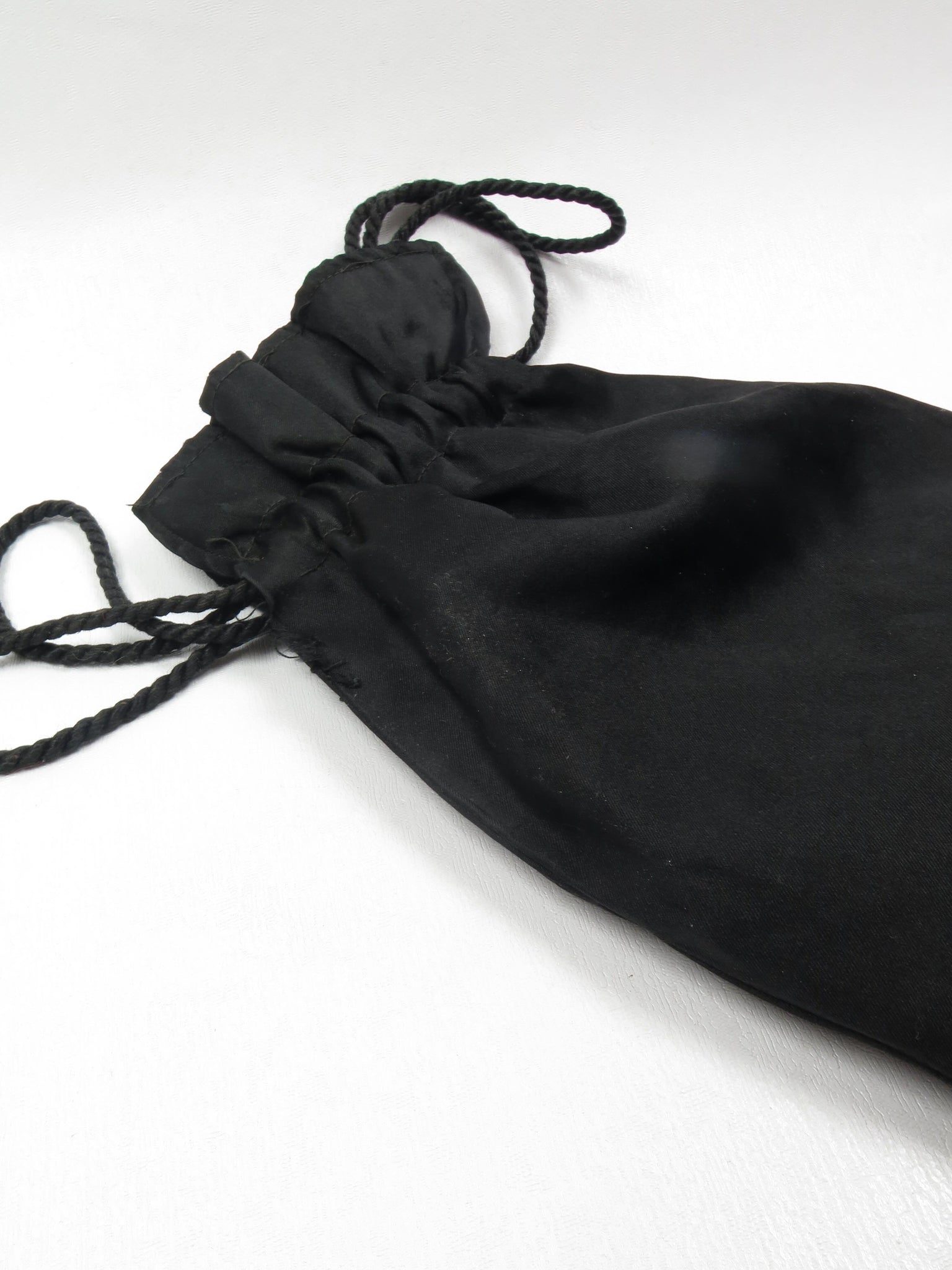 Vintage Black Fringed Silk Pouch Bag - The Harlequin