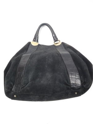 Black Suede Furla Large Hobo Bag - The Harlequin
