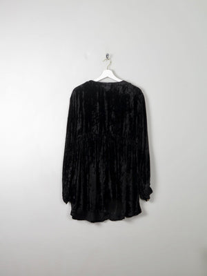 Vintage Black Velvet Short Tunic Dress M - The Harlequin
