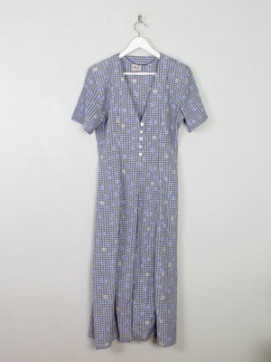 Blue Check & Floral Vintage Dress Midi 10/12 - The Harlequin
