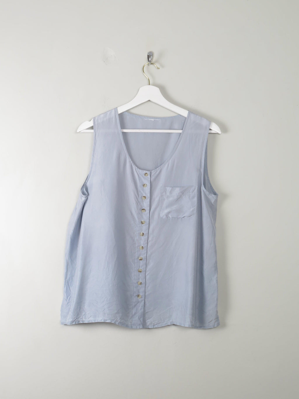 Vintage Blue Silk Top L - The Harlequin