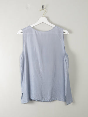 Vintage Blue Silk Top L - The Harlequin