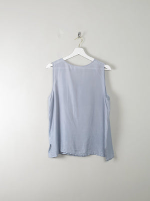 Vintage Blue Silk Top L - The Harlequin