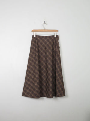 Vintage Brown Check Wool Skirt 26" XS - The Harlequin