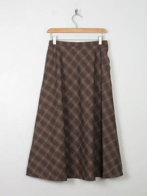 Vintage Brown Check Wool Skirt 26" XS - The Harlequin