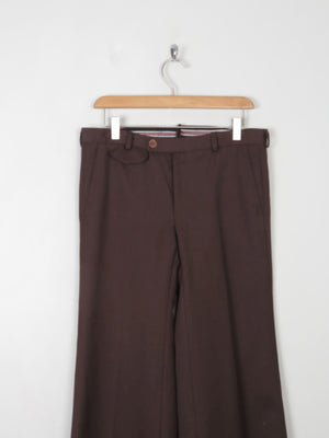 Vintage Brown Flared Trousers 32"W - The Harlequin