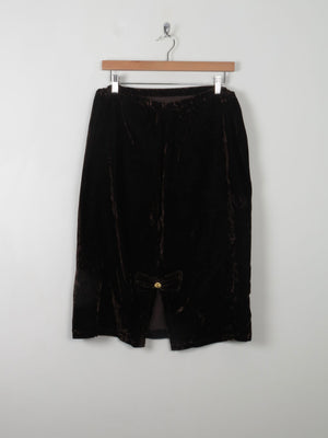 Vintage Brown Velvet Skirt L/XL - The Harlequin