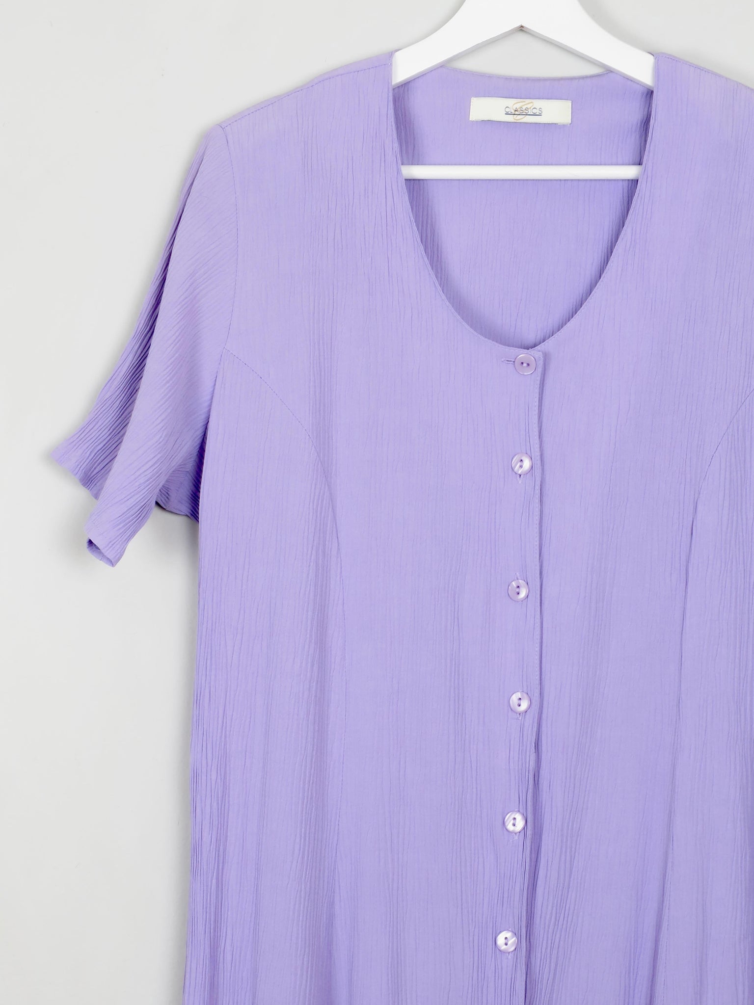 Vintage Button Down Lilac Dress Midi L - The Harlequin