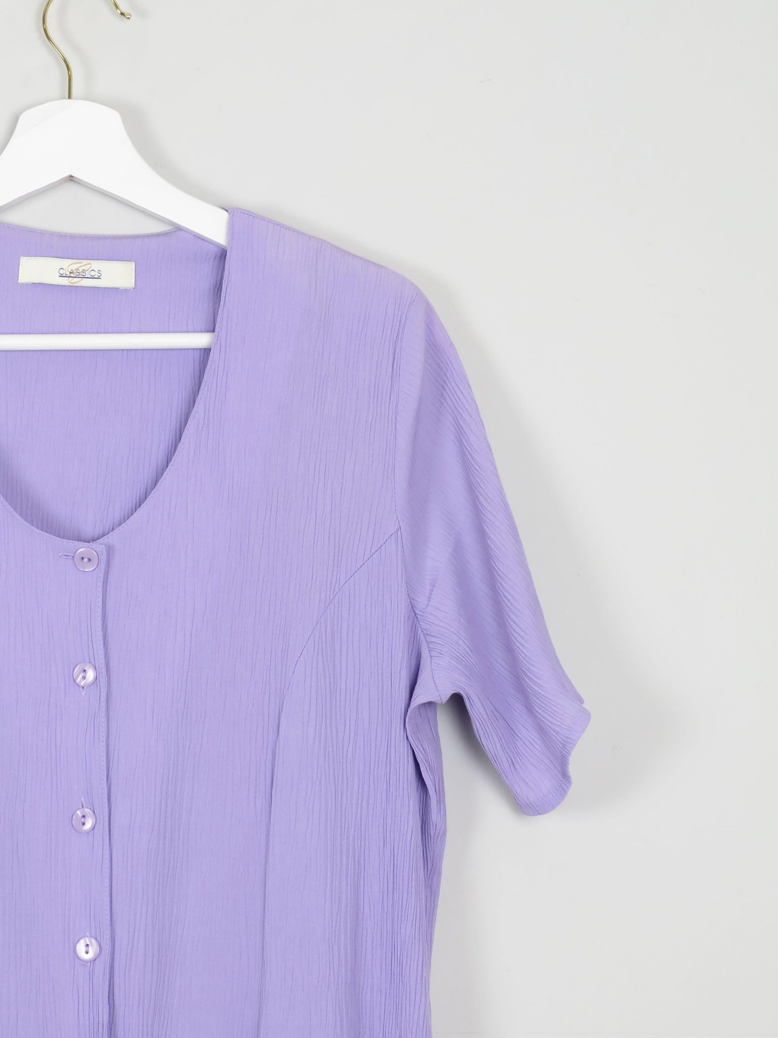 Vintage Button Down Lilac Dress Midi L - The Harlequin