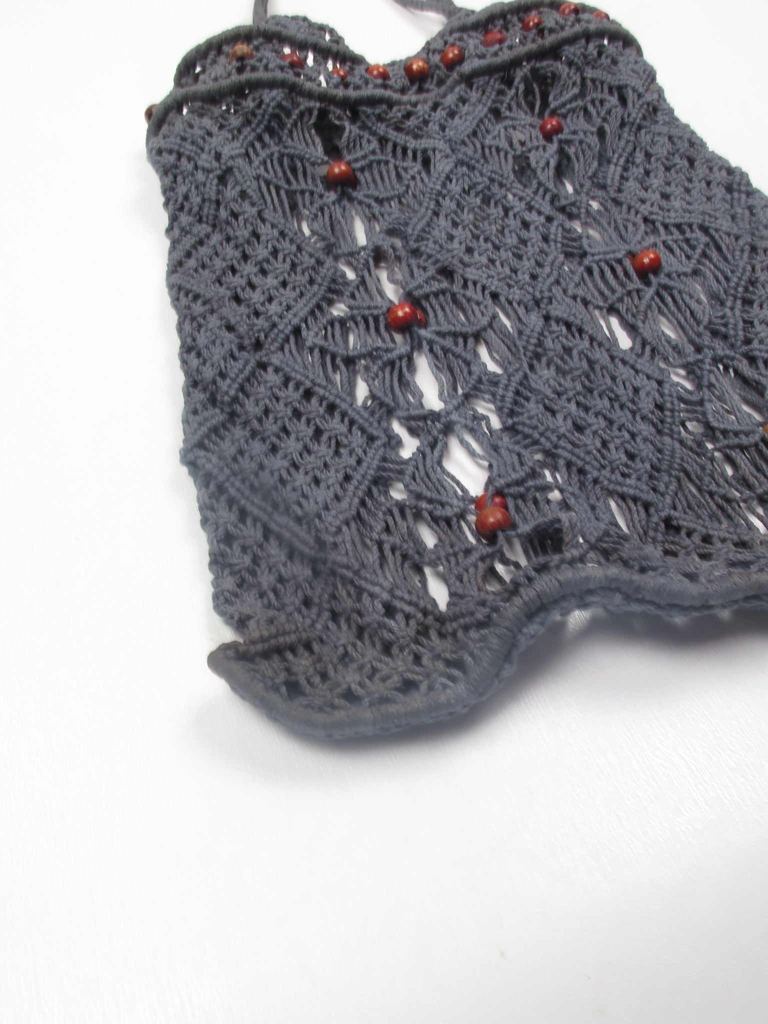 Vintage Charcoal Black Crochet Bag - The Harlequin