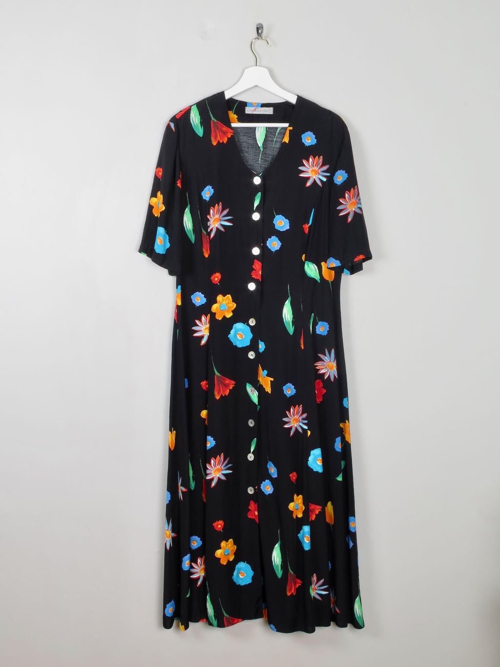 Vintage Colourful Printed Button Down Dress L - The Harlequin